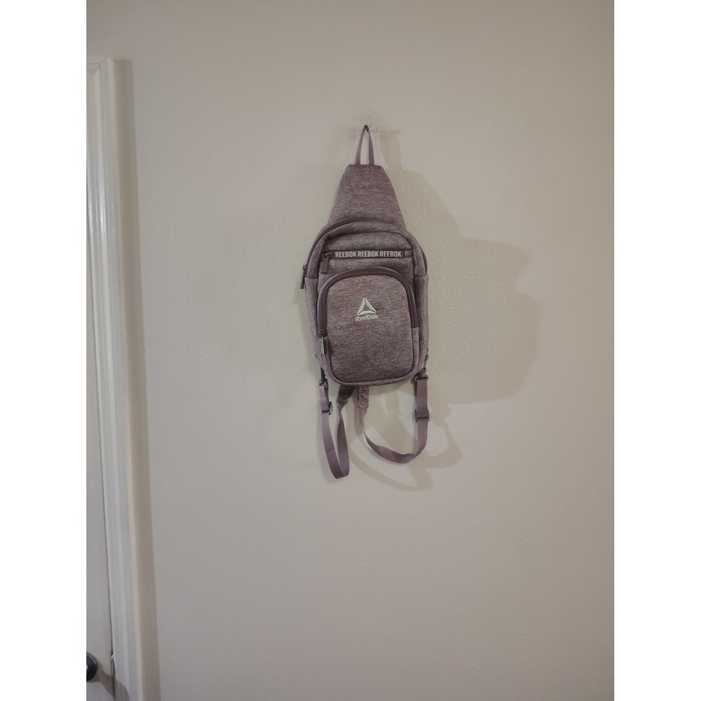 Reebok Womens Sling Bag Crossbody Backpack Heathered Mauve Purple Sporty Travel